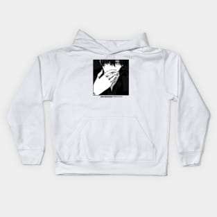 Smoking Male Black and White Anime Manga Aesthetic Kids Hoodie